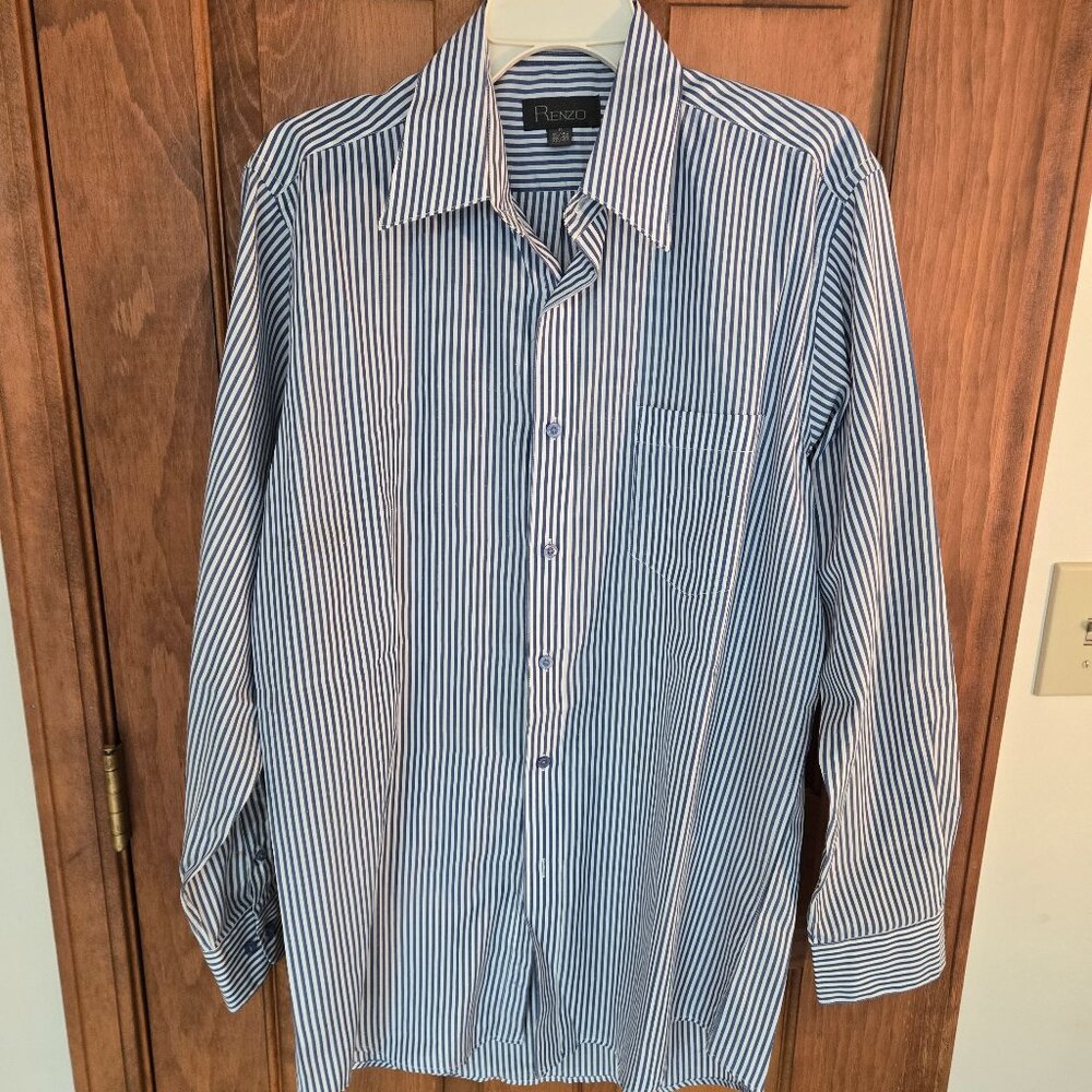 Renzo Mens Casual Button Down Shirt Sz M 15/15.5